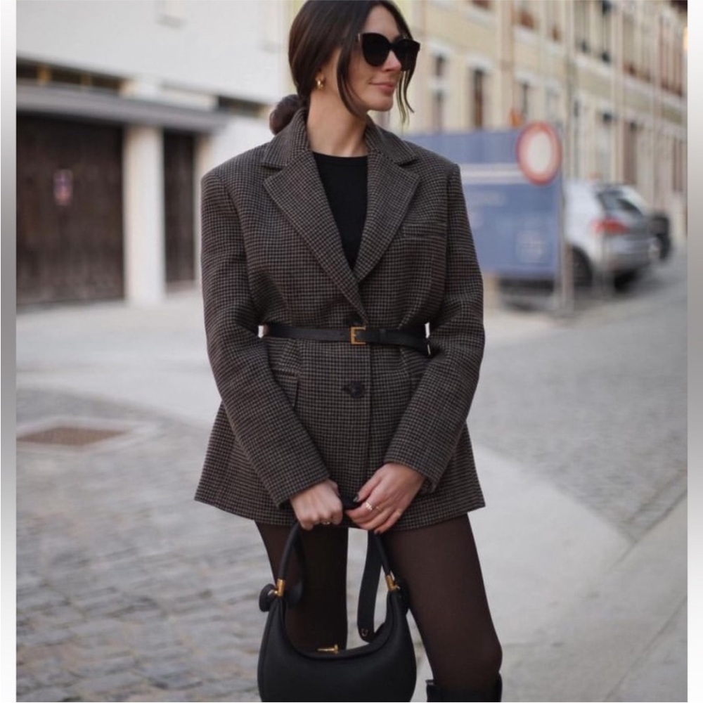 Zara Brown Wool Blend Oversized Blazer
